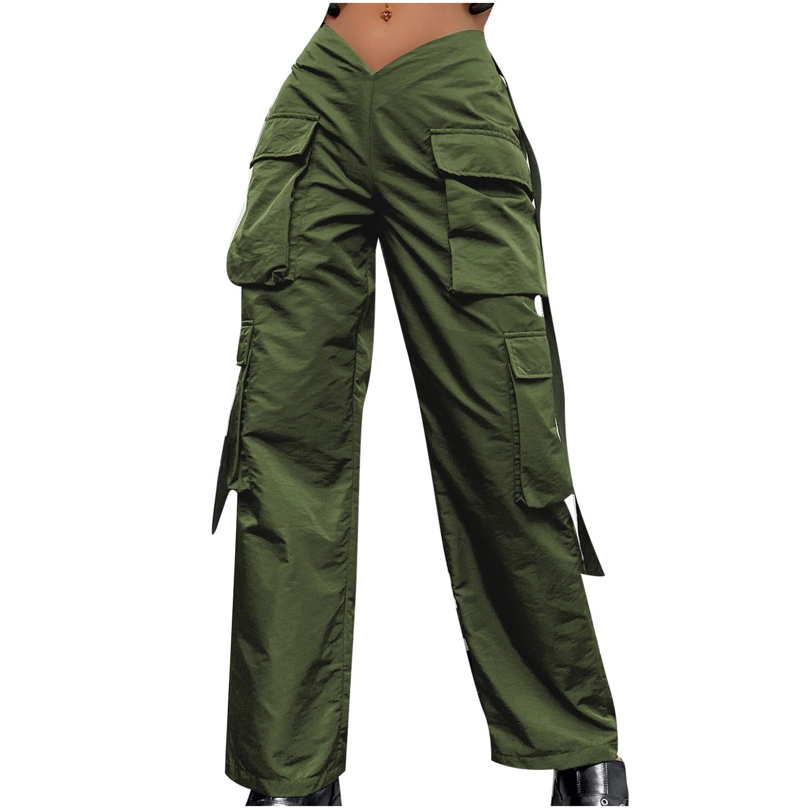 New Year's Saving 2024! AKAFMK Cargo Pants Women,Cargo Pants for Women High  Waisted,Women's Street Style Fashion Design Sense Multi Pocket Overalls 