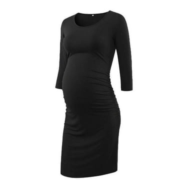 Summer Savings AKAFMK Maternity Dresses,Woman Solid Long Sleeve Breast-Feeding Pregnant Nursing Dress