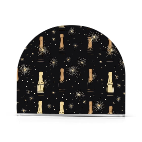 New Year's Theme Champagne Thick U Shape Acrylic Napkin Holder Non Slip Space Saving for Kitchen