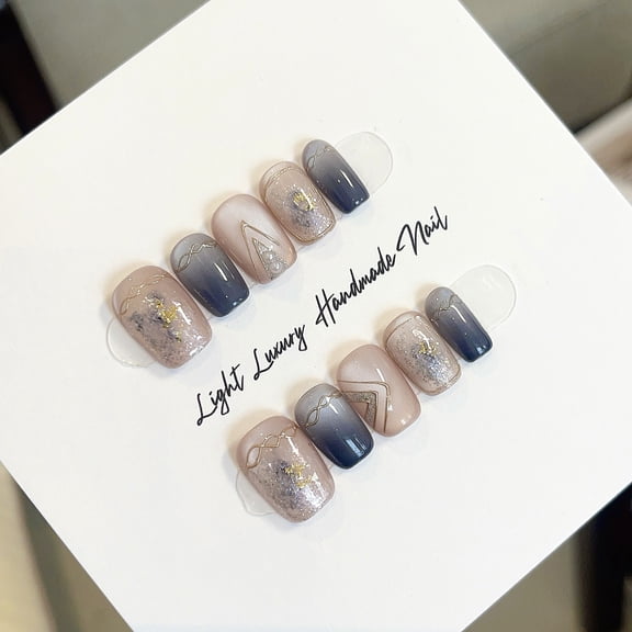 New Year's cat's eye gold foil smudge and jump color pure hand-worn armor hand-painted ins wind niche advanced nail patch