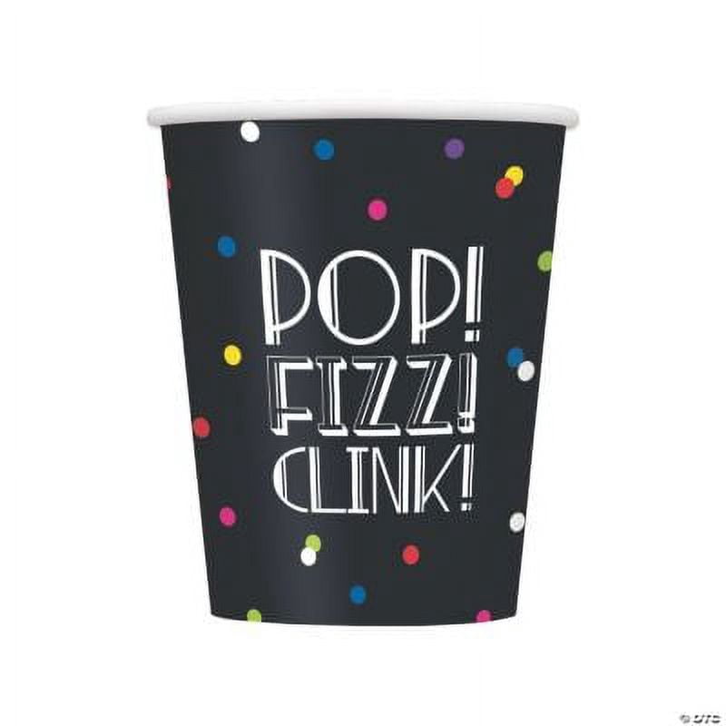 New Year'se Neon Dots New Year's 9Oz Cup, Party Supplies, Licensed Tableware, New Year's, 8 Pieces