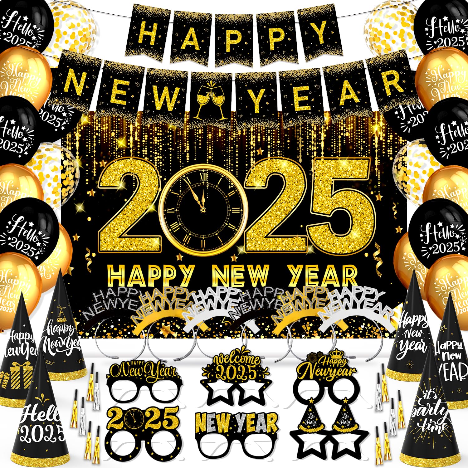 New Years Decorations 2025, Happy New Years Eve Party Supplies 2025 ...