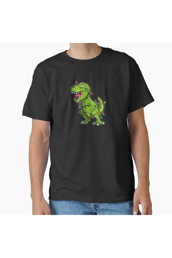 New Years Dinosaur Rex Holiday Celebration Party Animal Art Unisex T-Shirt, up to Size 5XL