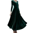 thumbnail image 1 of New Years Eve Dresses For Women Sleeved V Neck Gold Velvet Party Dress, 1 of 5