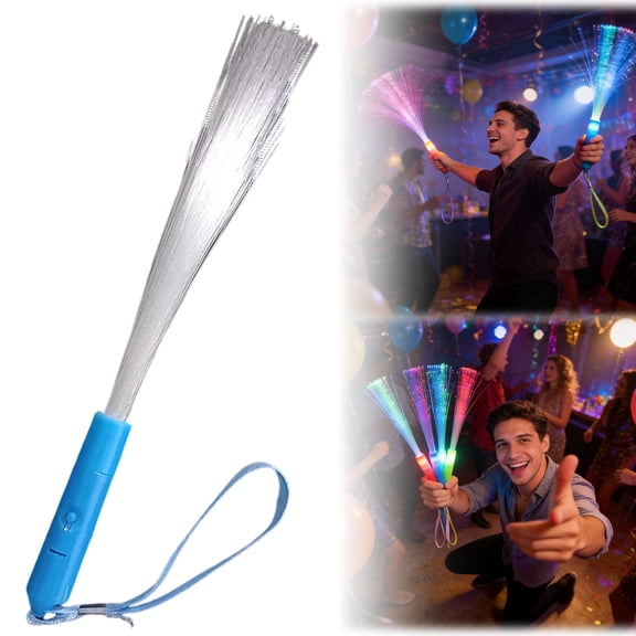 New Years Eve Glow Sticks Party Supplies Light Up Fiber Optic Wand Sparklers Fireworks Sticks for Wedding Birthday Celebration Neon Accessories Decorations for Mardi Gras(B)