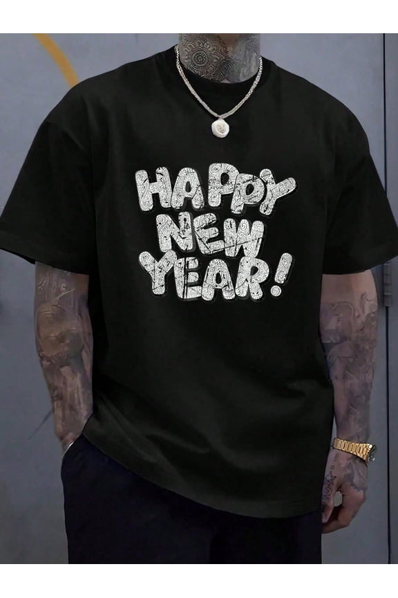 New Years Eve Party Happy New Year Couples Matching T-Shirt - Soft 100% Cotton, Breathable, Casual Short Sleeve Top For Men