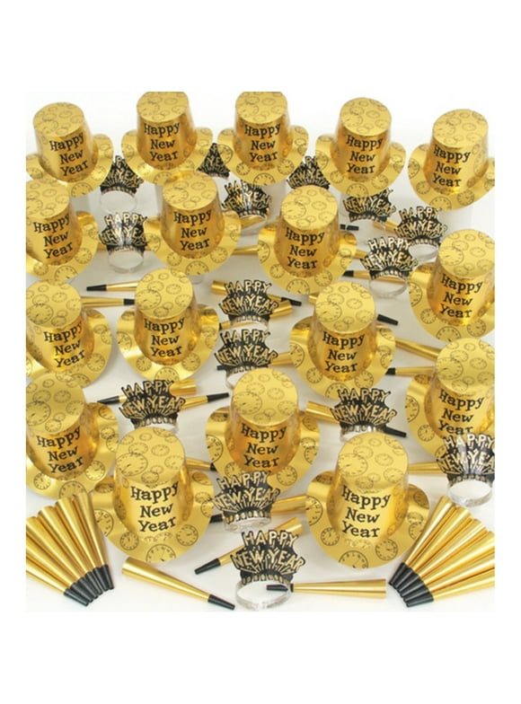 New Years Eve Party Supplies 2024 For 100 I Black And Gold Top Hats Tiaras And Noise Makers Party Favors