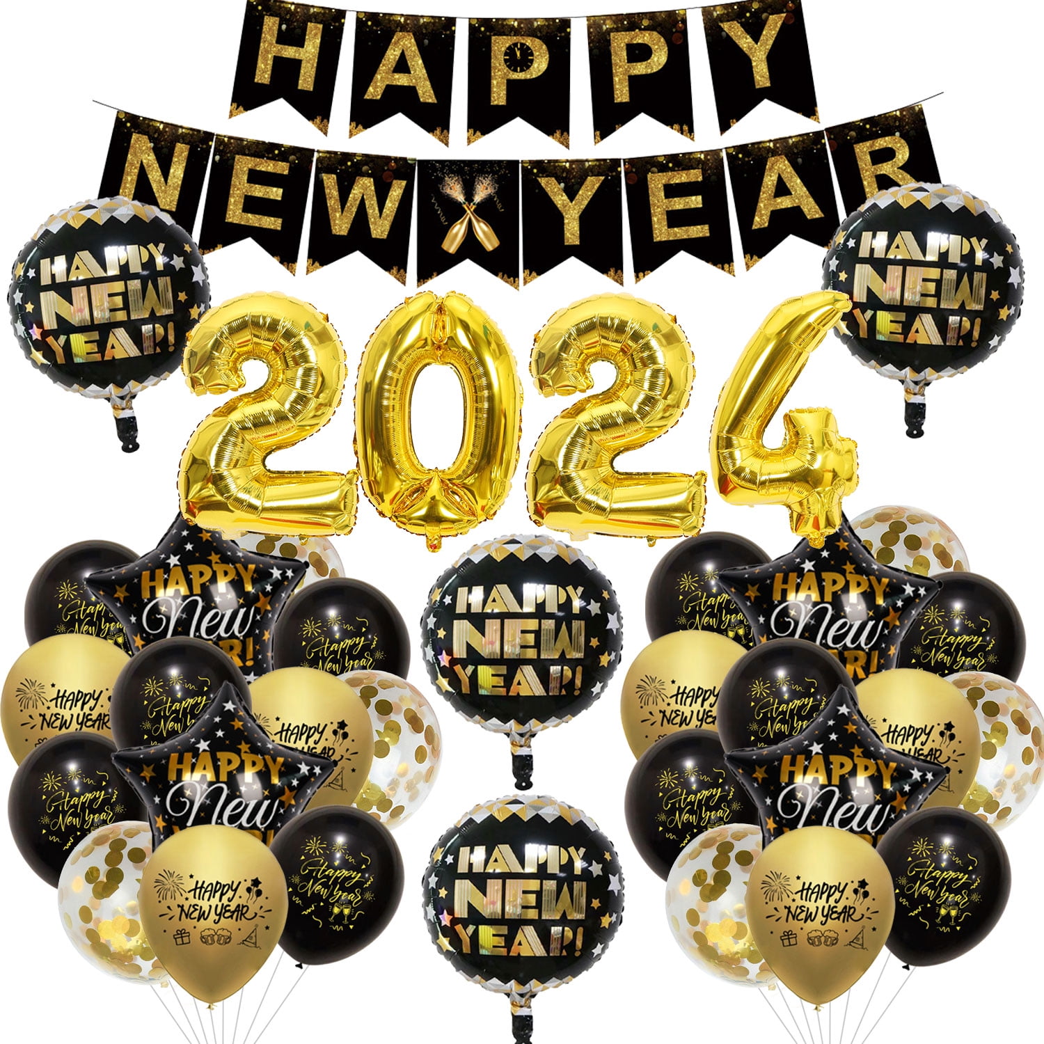 New Years Eve Party Supplies 2024, Happy New Year Decorations Kit with
