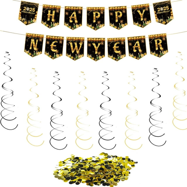 New Years Eve Party Supplies 2025, Happy New Year Banner 2025, 8 PCS