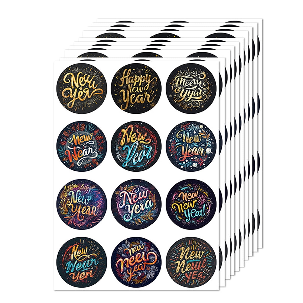 new years stickers 48pcs happy new year cupcake toppers new years