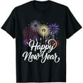 thumbnail image 1 of New Years Eve Party Supplies NYE 2025 Happy New Year T-ShirtMen and women, Black T-shirt, size: Extra large, 1 of 4