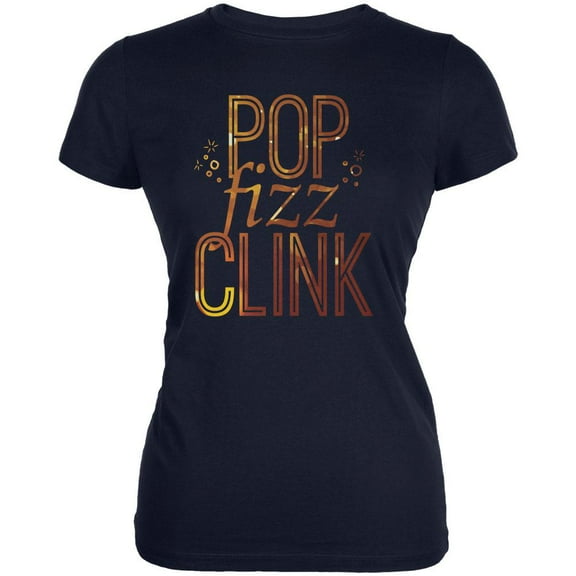 New Years Pop Fizz Clink Navy Juniors Soft T-Shirt - Small