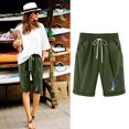 thumbnail image 1 of AXXD Printed High Waist Pocket Elasticity Sports Half Shorts Woman Cargo Pants With Stretch Clearance Green 8, 1 of 6