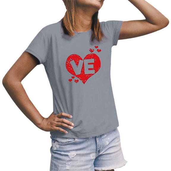 New Years Top Funny Love Heart Graphic Crew Neck T Shirts for Girlfriends Valentines Day Gifts
