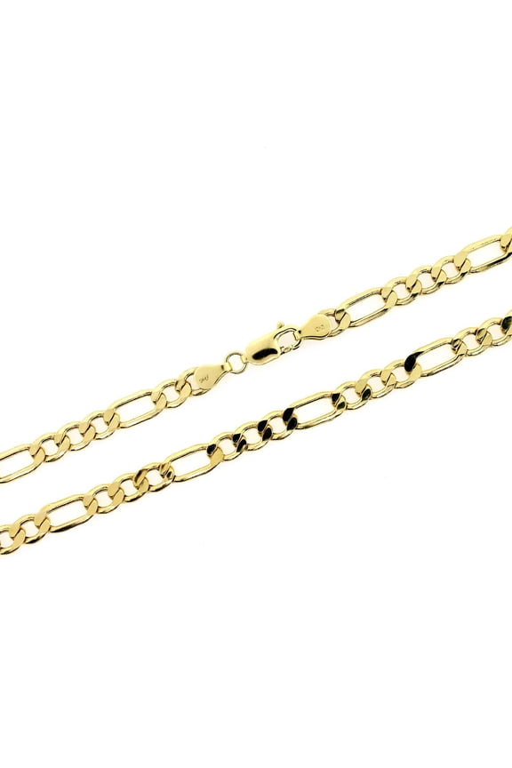 Yellow Gold Men's Figaro Link Chain Necklace 6MM 24"