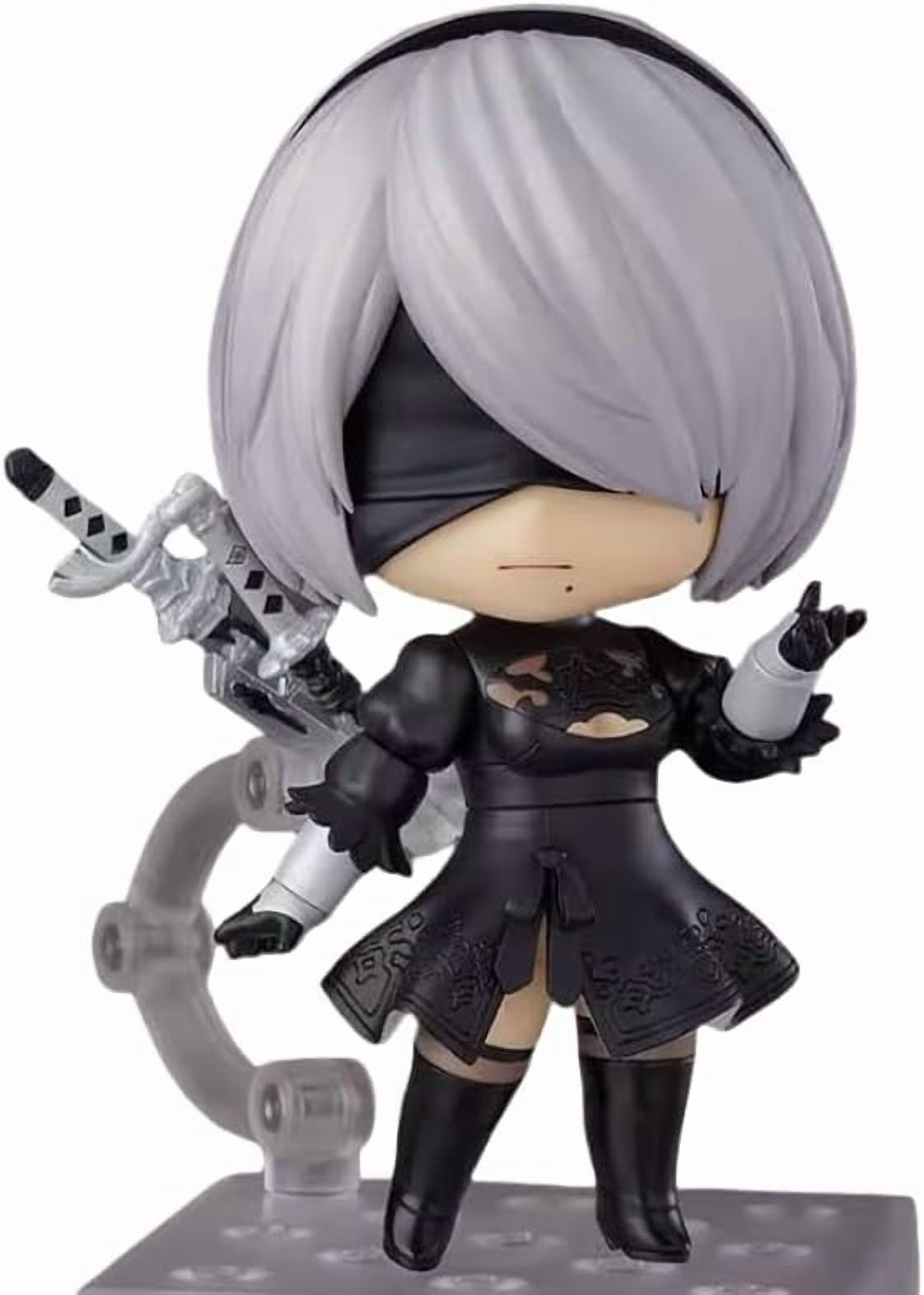New Yorha 2B Figure, Q Version Fighting Movable Yorha No.2 Type B Anime Figure 10cm/3.9inch PVC Character Figurine Cosplay Model Handicrafts Gift