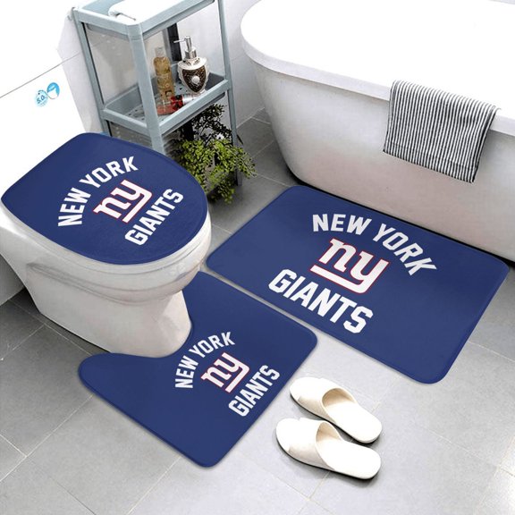 New_York 1 Bath Mat Set of 3, Deluxe Football Team Themed Non-Slip Bath Mats, Super Absorbent Flannel Bath and Toilet Mats for Tubs, Showers, and Vanities 31.5" x 20"