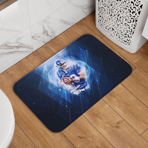 New_York 1 Crystal Velvet Lock Edge Floor Mat 40" x 60", Football Team Themed Entryway Floor Mat, Kitchen and Living Room Floor Mat for Home Decor Area Rug