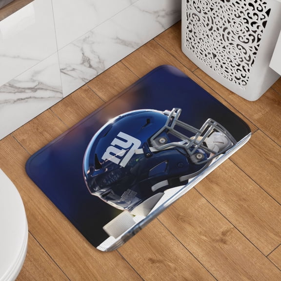New_York 1 Crystal Velvet Lock Edge Floor Mat 40" x 60", Football Team Themed Entryway Floor Mat, Kitchen and Living Room Floor Mat for Home Decor Area Rug