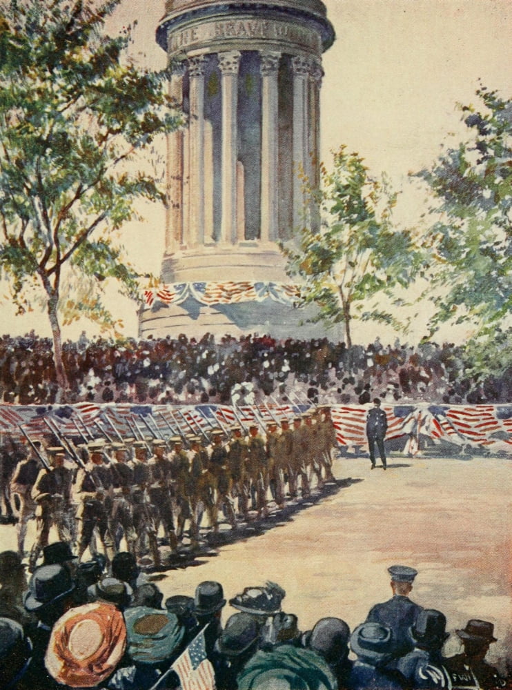 New York 1911 Decoration Day Parade Riverside Dve Canvas Art - Martin Lewis (18 x 24)