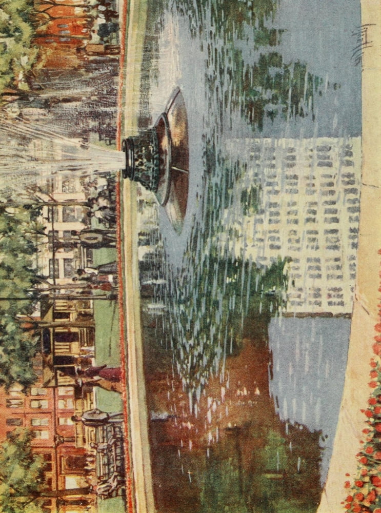 New York 1911 Fountain in Central Park Canvas Art - Martin Lewis (18 x 24)