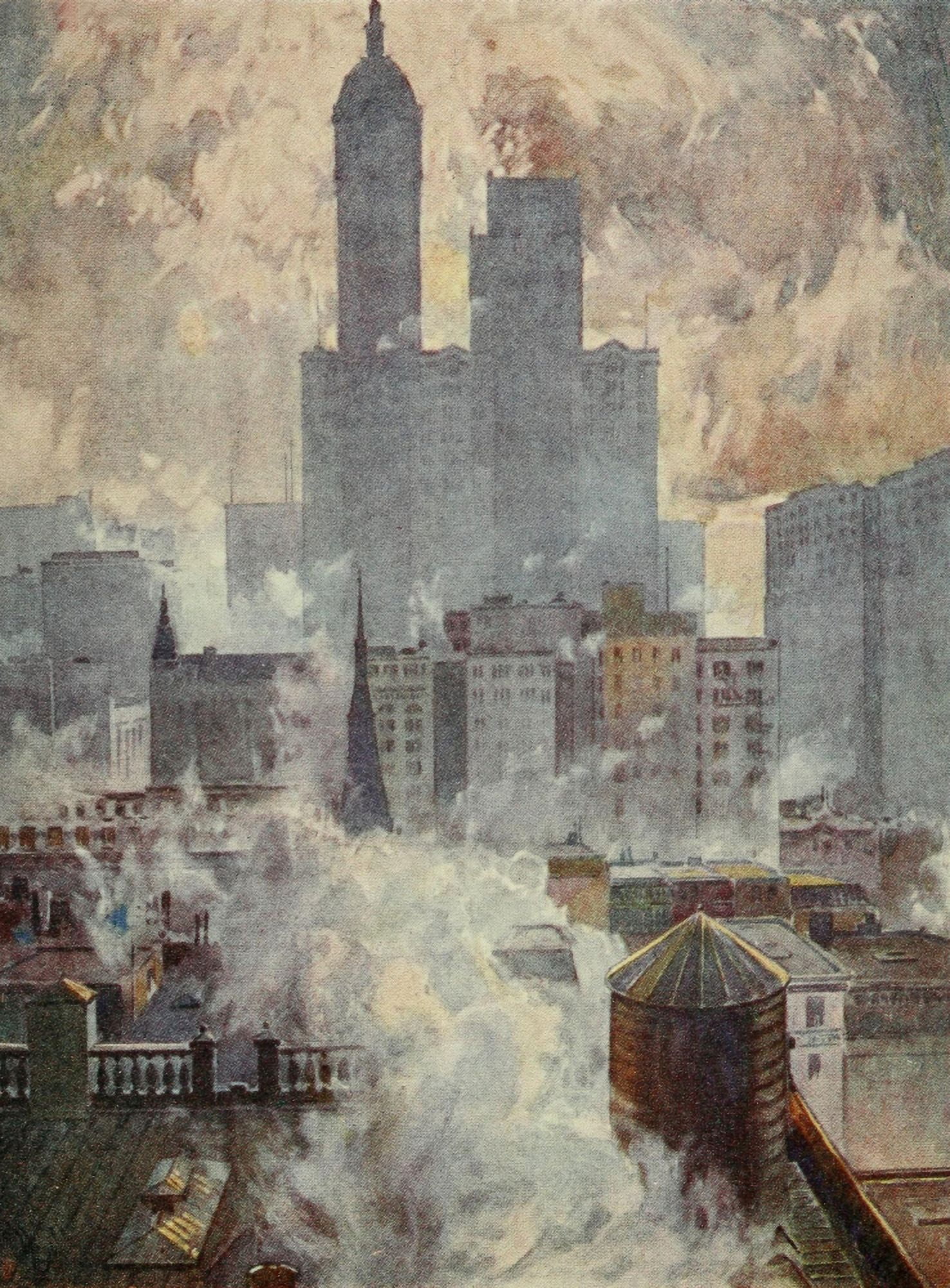 New York 1911 Lower End of the City Canvas Art - Martin Lewis (24 x 36)