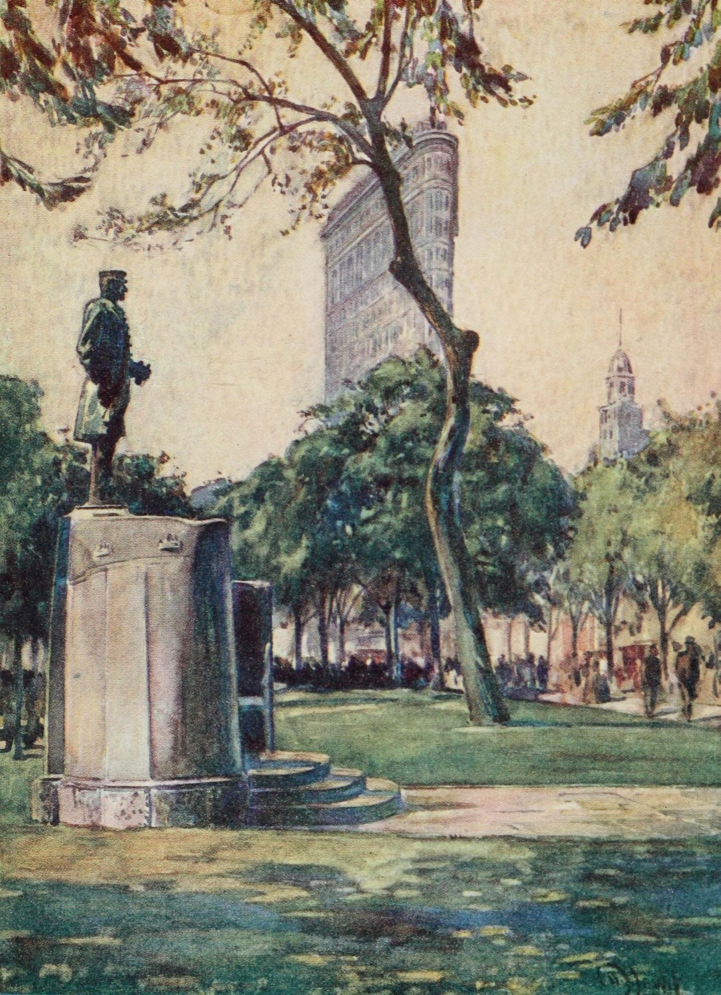 New York 1911 Madison Square & Flatiron Building Canvas Art - Martin Lewis (24 x 36)