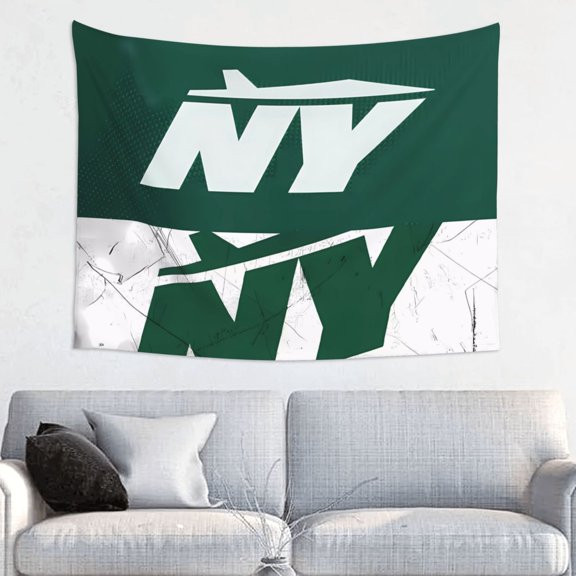 New_York 2 Beautiful Bedroom Tapestry, Stylish Home Decor, Football Team Theme Living Room Wall Hanging Background, Football Fan Holiday Gift Interior Decoration 29"X37"