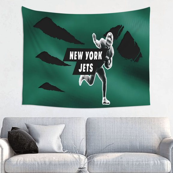 New_York 2 Beautiful Bedroom Tapestry, Stylish Home Decor, Football Team Theme Living Room Wall Hanging Background, Football Fan Holiday Gift Interior Decoration 29"X37"
