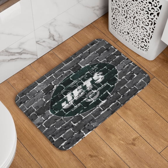 New_York 2 Crystal Velvet Lock Edge Floor Mat 40" x 60", Football Team Themed Entryway Floor Mat, Kitchen and Living Room Floor Mat for Home Decor Area Rug