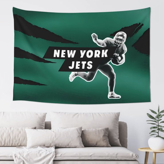 New_York 2 Indoor Decorative Wall Tapestry 60x40 Inch, Football Team Theme Wall Hanging Personalized Tapestry, Home Fashion Decor for Living Room, Bedroom, Kitchen, Dorm, Fan Gift