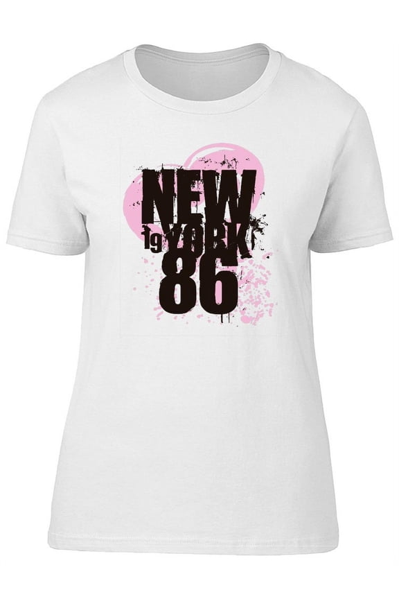 New York 86 Pink Heart Art T-Shirt Women -Image by Shutterstock, Female Small