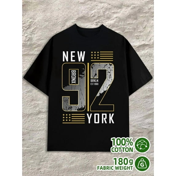 New York 92 for men 180G 100% Cotton black Casual Unisex Shirt Cotton tshirts Vintage Unisex Shirt Graphic Tee tshirts Basic Unisex Shirt Graphic Tee tshirts