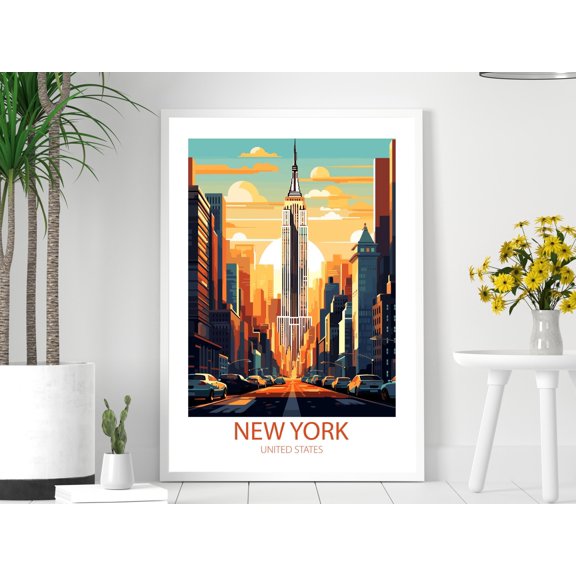 New York Abstract Art Memory Holiday Landmark USA Wall Print Bespoke Poster, Poster Only