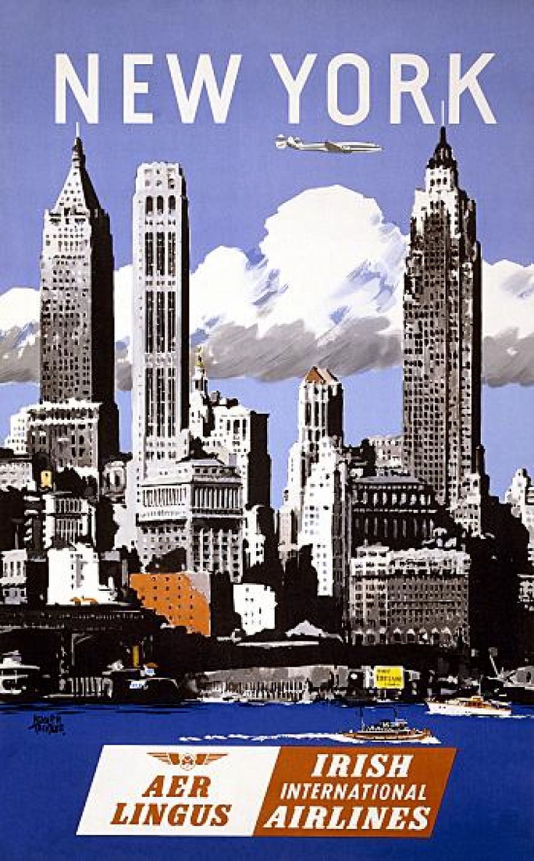 New York Aer Lingus Irish International Airlines Canvas Art - (18 x 24)