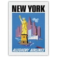 thumbnail image 1 of New York - Allegheny Airlines - Vintage Airline Travel Poster c.1955 - Japanese Unryu Rice Paper Art Print 24 x 32 in, 1 of 4