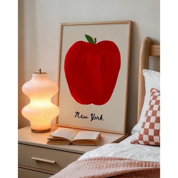 New York Apple Art Print, Minimalist Kitchen Decor, Poster Only