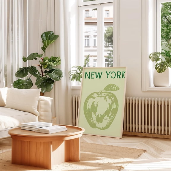New York Apple Green NYC Kitchen Dining Room Kitchen Wall Decor Unframed Paper Print