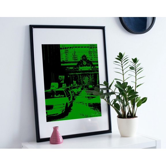 New York Art Print In Bright Green, Modern Art Poster Minimalist Home Decor Cityscape, Travel Print Wall Art, Modern Wall Decor, 12x18 UNFRAMED