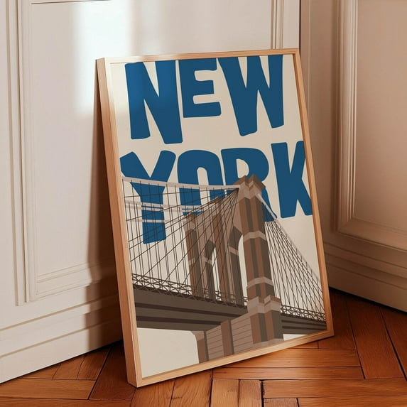 New York Art Print Vintage Nyc Wall Art Retro New York City Poster Minimalist New York Art Nyc Poster Trendy Home Decor Art Blue Wall Art, Modern Wall Decor, 16x24 UNFRAMED