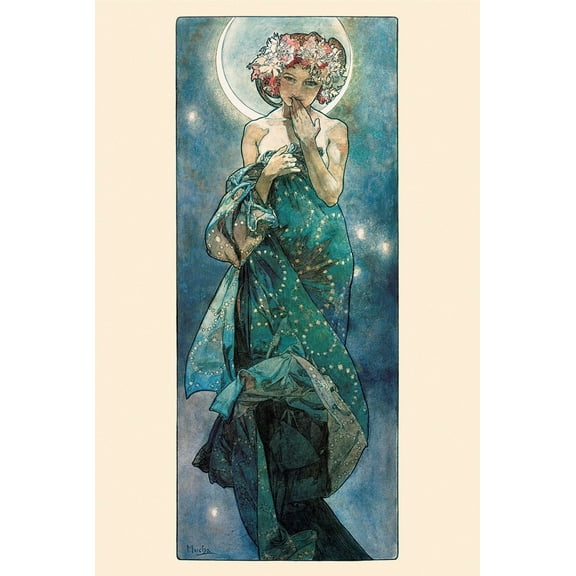 New York Art Publishing The Moon by Alphonse Mucha - Poster
