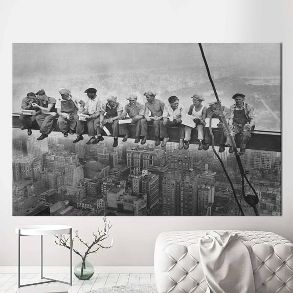 New York Artwork, Modern Canvas Art, Lunch atop a Skyscraper Canvas Art, Lunch atop a Skyscraper, Popular Printed, 11 Men Art, Canvas Wall Decor - Black Framed