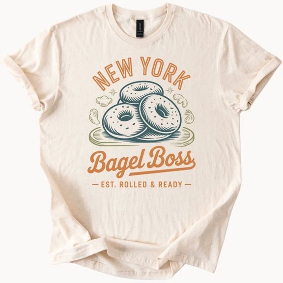 New York Bagel Boss Graphic T Shirt Rolled And Ready Bakery Foodie Tee Size S-5Xl Heygategoo Tee