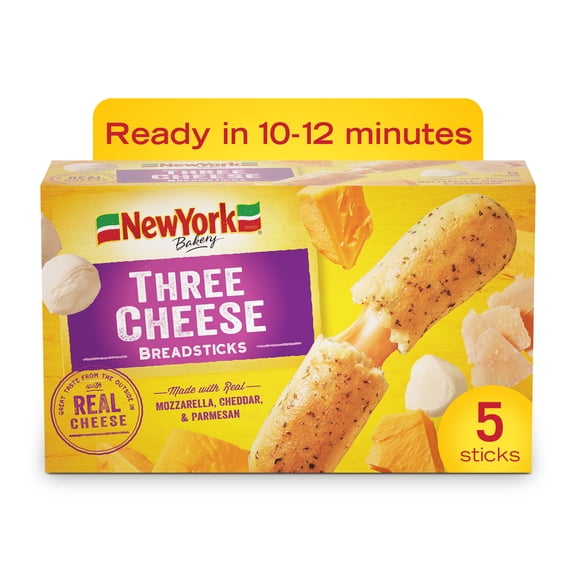 New York Bakery Stuffed Three Cheese Breadsticks, 12.9 oz (5 Count), Frozen