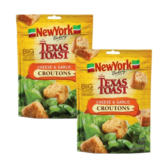 New York Bakery Texas Toast Cheese and Garlic Croutons, 5 oz. Bag (2 pack)