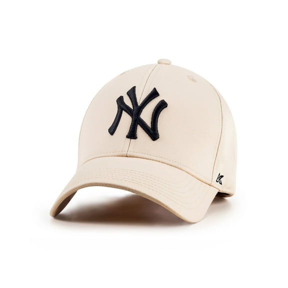 New York Baseball Cap Hat for Men and Women, Adjustable Pure Cotton, Buckle Up, One Size Fitted All, Black & White Embroidery NY| Cream Cap