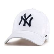 New York Baseball Cap Hat for Men and Women, Adjustable Pure Cotton, Buckle Up, One Size Fitted All, Black & White Embroidery NY| White Cap