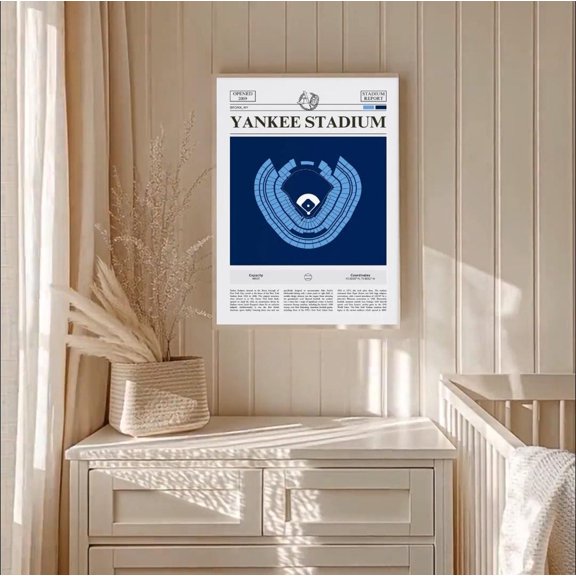 New York Baseball Stadium Sports Vintage Travel Landscape Wall Art Decor Unframed Paper Print