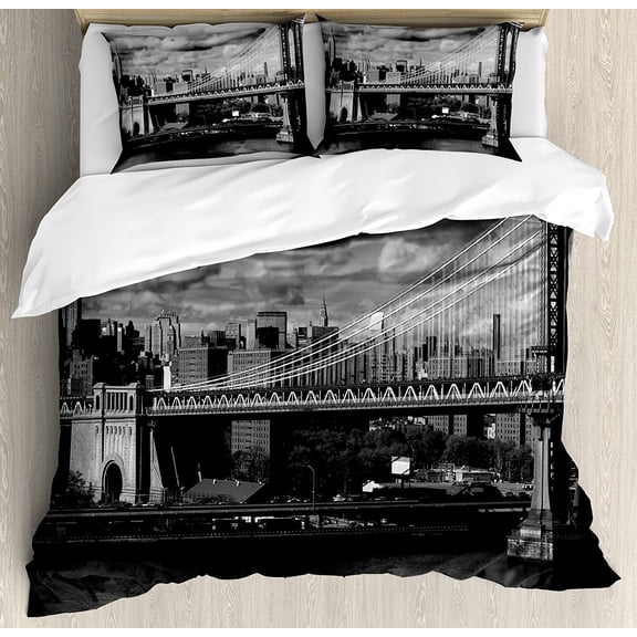 New York Bedding Set Comforter Duvet Cover Pillow Shams NYC That Never Sleeps Reflections on Manhat Bedding Cover Double Bed Set