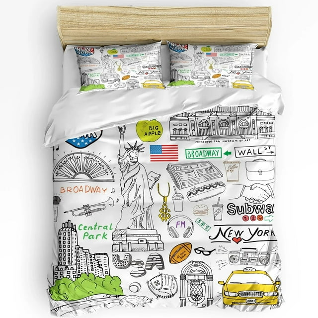 New York Bedding Set For Bedroom Bed Home New York City Collage